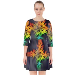Smoke Rainbow Abstract Fractal Smock Dress by HermanTelo