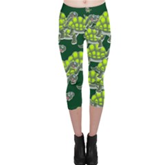 Seamless Turtle Green Capri Leggings 