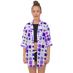 Square Purple Angular Sizes Open Front Chiffon Kimono by HermanTelo