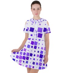 Square Purple Angular Sizes Short Sleeve Shoulder Cut Out Dress  by HermanTelo