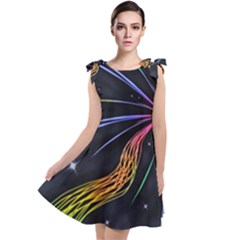 Stars Space Firework Burst Light Tie Up Tunic Dress