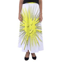 Smilie Sun Emoticon Yellow Cheeky Flared Maxi Skirt by HermanTelo