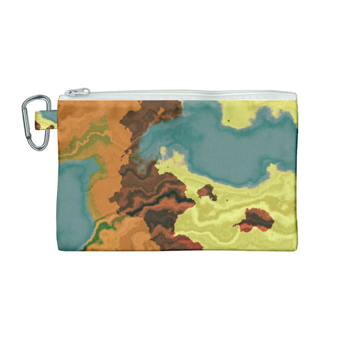 Map Geography World Yellow Canvas Cosmetic Bag (Medium)