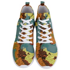 Map Geography World Yellow Men s Lightweight High Top Sneakers by HermanTelo