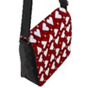 Graphic Heart Pattern Red White Flap Closure Messenger Bag (S) View2