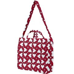 Graphic Heart Pattern Red White Square Shoulder Tote Bag by HermanTelo