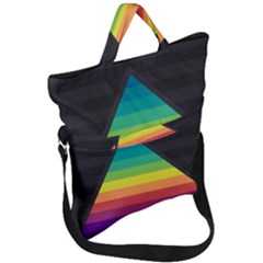 Background Rainbow Stripes Bright Fold Over Handle Tote Bag by Pakrebo