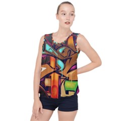 Graffiti Mural Street Art Wall Art Bubble Hem Chiffon Tank Top by Pakrebo