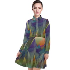 Mountains Abstract Mountain Range Long Sleeve Chiffon Shirt Dress by Pakrebo