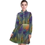 Mountains Abstract Mountain Range Long Sleeve Chiffon Shirt Dress