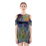 Mountains Abstract Mountain Range Shoulder Cutout One Piece Dress