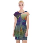 Mountains Abstract Mountain Range Cap Sleeve Bodycon Dress