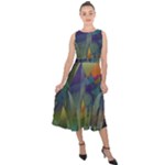 Mountains Abstract Mountain Range Midi Tie-Back Chiffon Dress