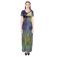 Mountains Abstract Mountain Range Short Sleeve Maxi Dress by Pakrebo