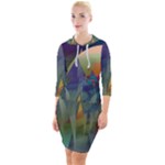 Mountains Abstract Mountain Range Quarter Sleeve Hood Bodycon Dress