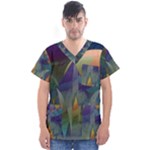 Mountains Abstract Mountain Range Men s V-Neck Scrub Top