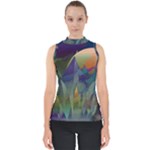 Mountains Abstract Mountain Range Mock Neck Shell Top