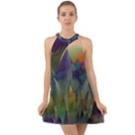 Mountains Abstract Mountain Range Halter Tie Back Chiffon Dress