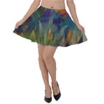 Mountains Abstract Mountain Range Velvet Skater Skirt