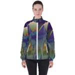 Mountains Abstract Mountain Range Women s High Neck Windbreaker