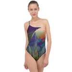 Mountains Abstract Mountain Range Classic One Shoulder Swimsuit