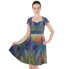 Mountains Abstract Mountain Range Cap Sleeve Midi Dress by Pakrebo