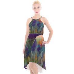 Mountains Abstract Mountain Range High-low Halter Chiffon Dress  by Pakrebo