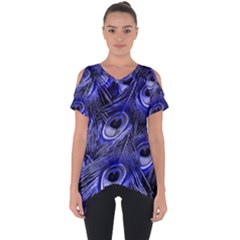 Peacock Feathers Color Plumage Cut Out Side Drop Tee by Pakrebo
