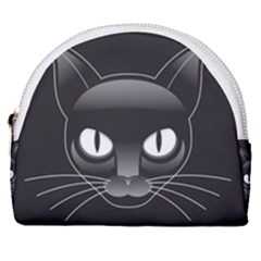 Grey Eyes Kitty Cat Horseshoe Style Canvas Pouch by HermanTelo