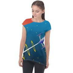 Rocket Spaceship Space Galaxy Cap Sleeve High Low Top by HermanTelo