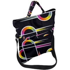 Background Abstract Semi Circles Fold Over Handle Tote Bag