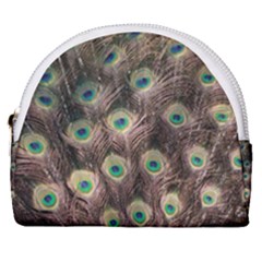 Bird Peacock Tail Feathers Horseshoe Style Canvas Pouch by Pakrebo