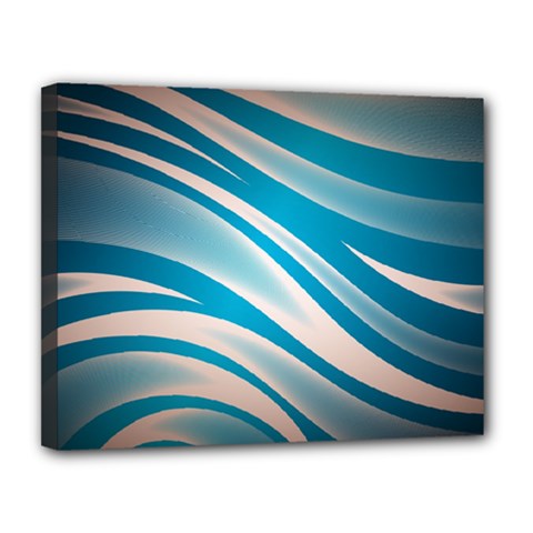 Background Abstract Blue Wavy Canvas 14  X 11  (stretched) by Pakrebo