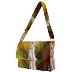 Beautiful Fairy With Wonderful Flowers Full Print Messenger Bag by FantasyWorld7