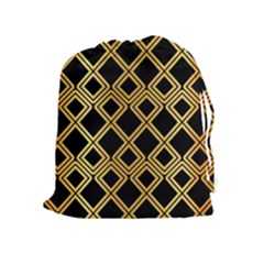 Arabic Pattern Gold And Black Drawstring Pouch (xl) by Nexatart