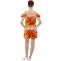 Autumn Background Maple Leaves Bokeh Ruffle Cut Out Chiffon Playsuit View2