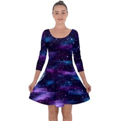 Background Space Planet Explosion Quarter Sleeve Skater Dress