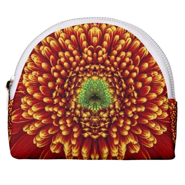 Flower Dahlia Red Petals Color Horseshoe Style Canvas Pouch