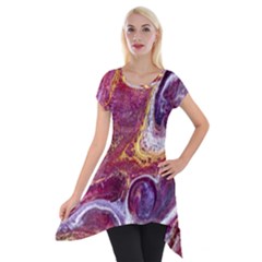 Paint Acrylic Paint Art Colorful Short Sleeve Side Drop Tunic by Pakrebo