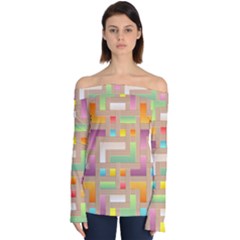Abstract Background Colorful Off Shoulder Long Sleeve Top