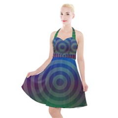 Blue Green Abstract Background Halter Party Swing Dress  by HermanTelo