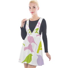 Birds Colourful Background Plunge Pinafore Velour Dress