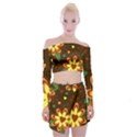 Floral Hearts Brown Green Retro Off Shoulder Top with Mini Skirt Set View1