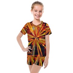 Zoom Effect Explosion Fire Sparks Kids  Mesh Tee And Shorts Set