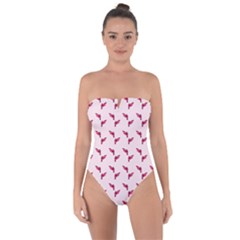 Pink Parrot Pattern Tie Back One Piece Swimsuit by snowwhitegirl
