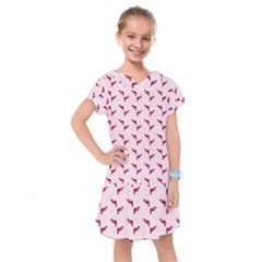 Pink Parrot Pattern Kids  Drop Waist Dress by snowwhitegirl