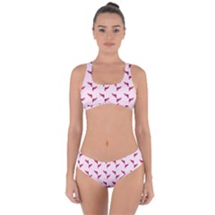Pink Parrot Pattern Criss Cross Bikini Set by snowwhitegirl