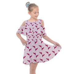 Pink Parrot Pattern Kids  Shoulder Cutout Chiffon Dress by snowwhitegirl