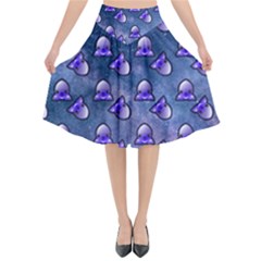 Kawaii Space Rocket Pattern Flared Midi Skirt by snowwhitegirl