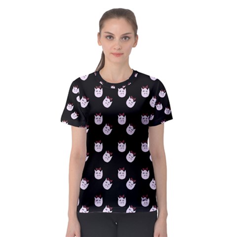 Lazy Bat On Black Pattern Women s Sport Mesh Tee by snowwhitegirl